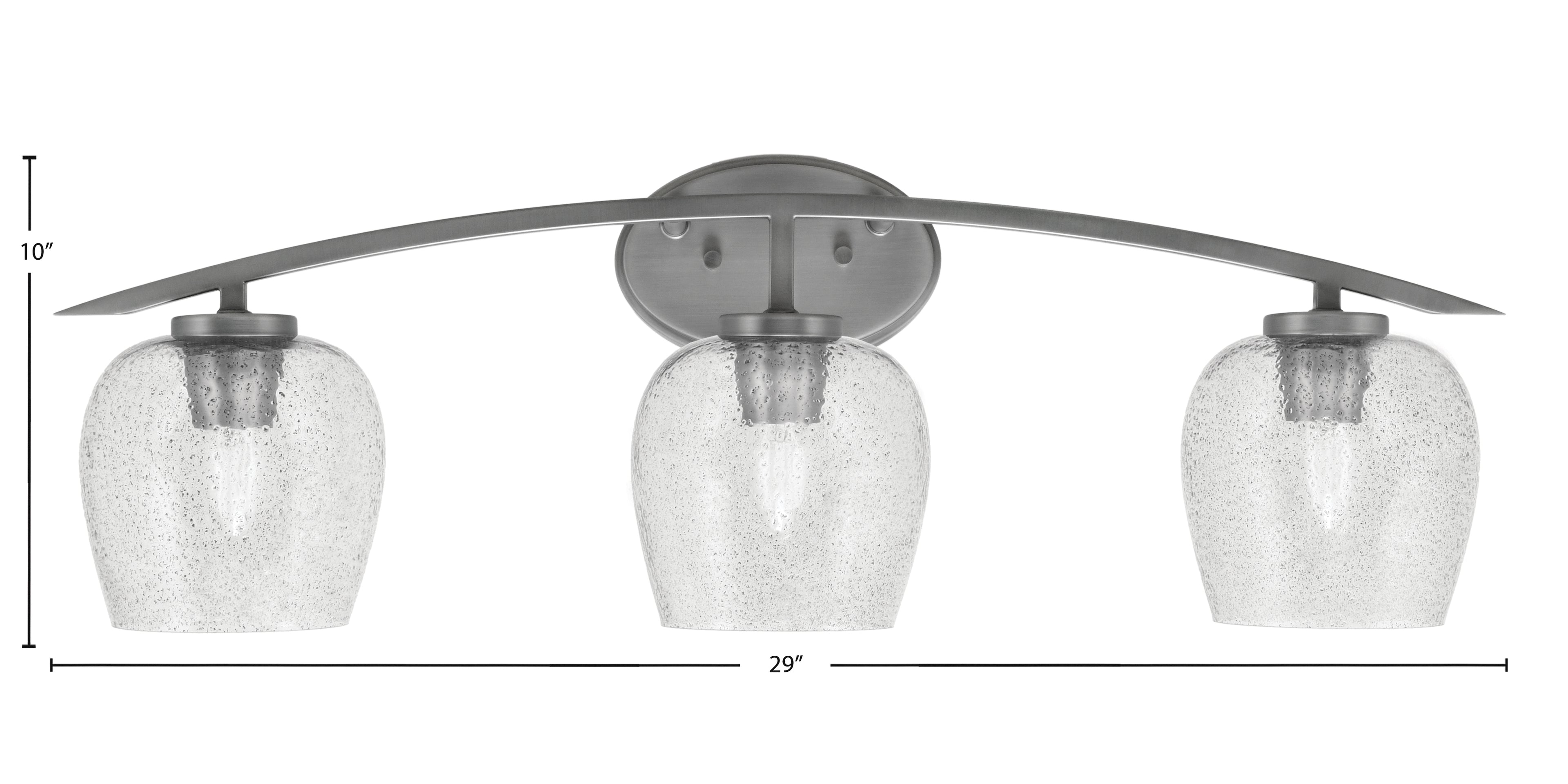 Kurve Three Light Bath Bar in Graphite with 6" Smoke Bubble Shade