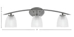 Kurve Three Light Bath Bar in Graphite with 5" Clear Ribbed Shade