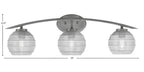 Kurve Three Light Bath Bar in Graphite with 6" Clear Ribbed Shade