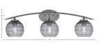 Kurve Three Light Bath Bar in Graphite with 6" Smoke Ribbed Shade