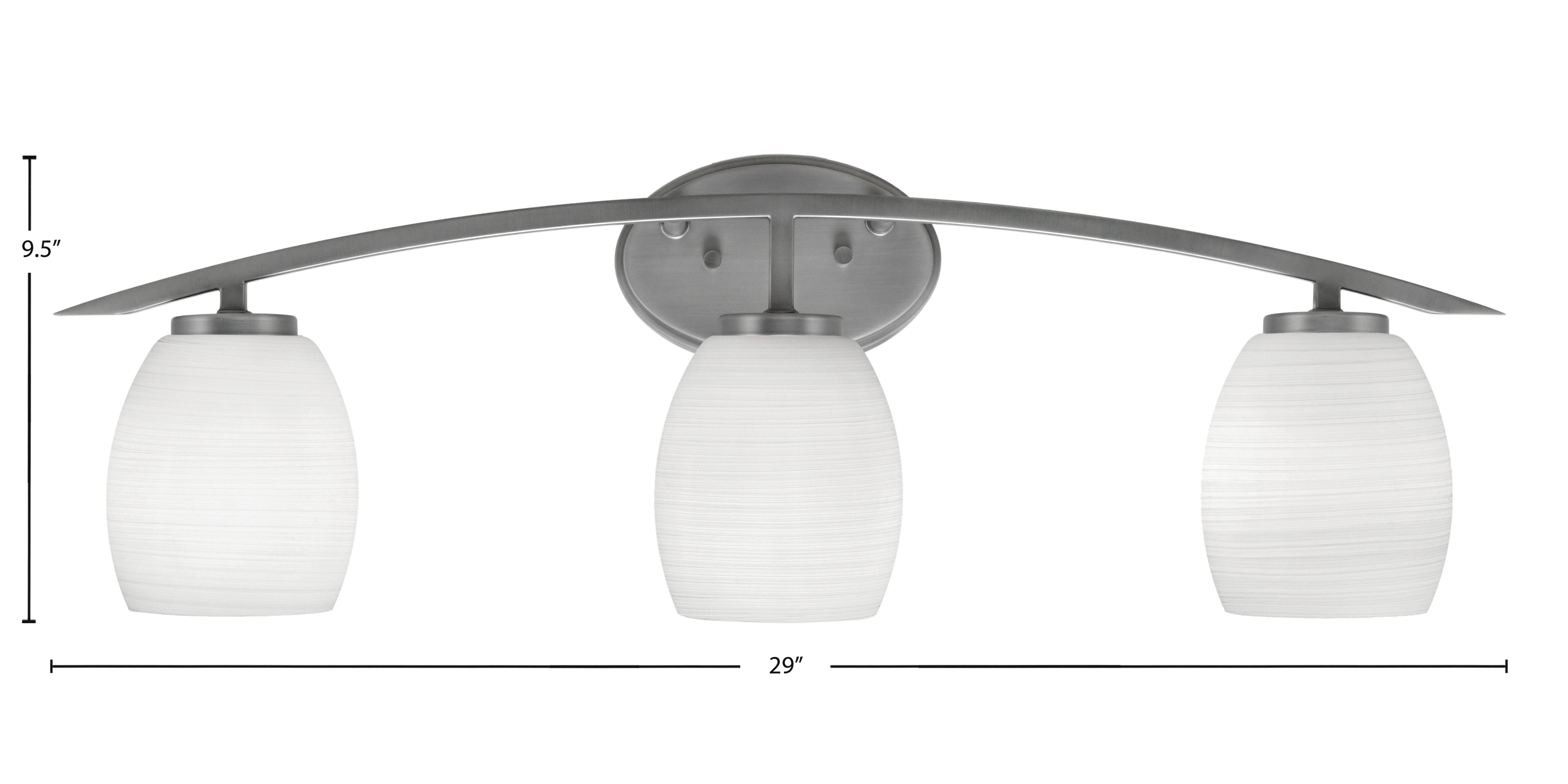 Kurve Three Light Bath Bar in Graphite with 5" White Linen Shade