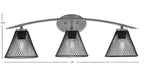 Kurve Three Light Bath Bar in Graphite with 7" Matte Black Cone Mesh Metal Shade Shade