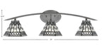 Kurve Three Light Bath Bar in Graphite with 7" Pewter Art Glass Shade