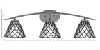 Kurve Three Light Bath Bar in Graphite with 7" Diamond Ice Art Glass Shade