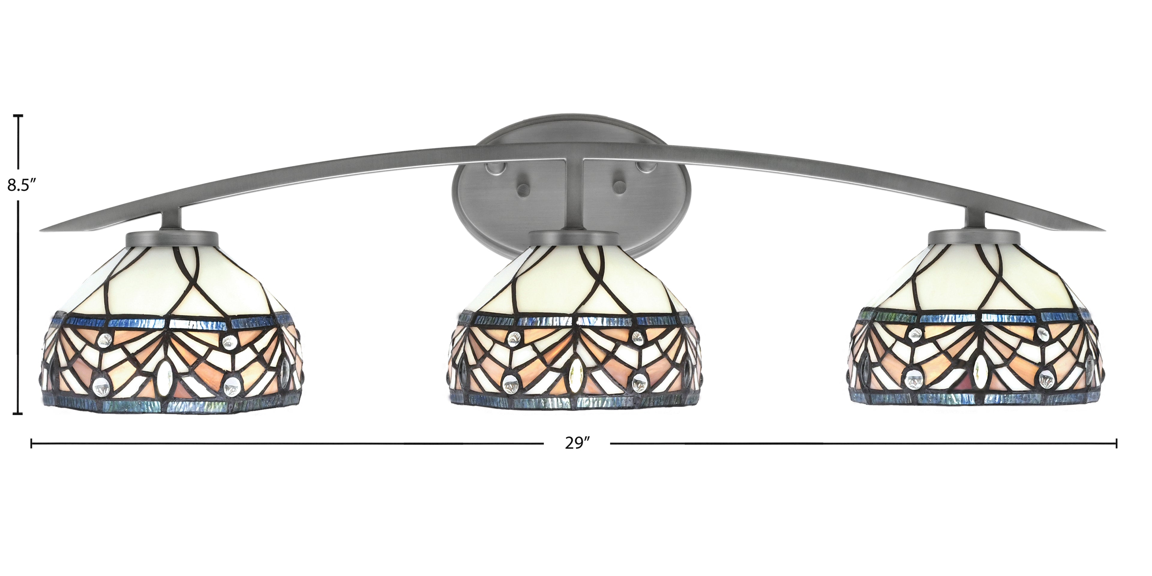 Kurve Three Light Bath Bar in Graphite with 7" Royal Merlot Art Glass Shade