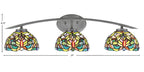 Kurve Three Light Bath Bar in Graphite with 7" Kaleidoscope Art Glass Shade