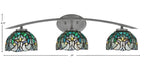 Kurve Three Light Bath Bar in Graphite with 7" Turquoise Cypress Art Glass Shade