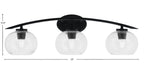 Kurve Three Light Bath Bar in Matte Black with 7" Clear Bubble Shade