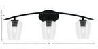 Kurve Three Light Bath Bar in Matte Black with 5" Clear Bubble Shade