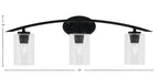 Kurve Three Light Bath Bar in Matte Black with 4" Clear Bubble Shade