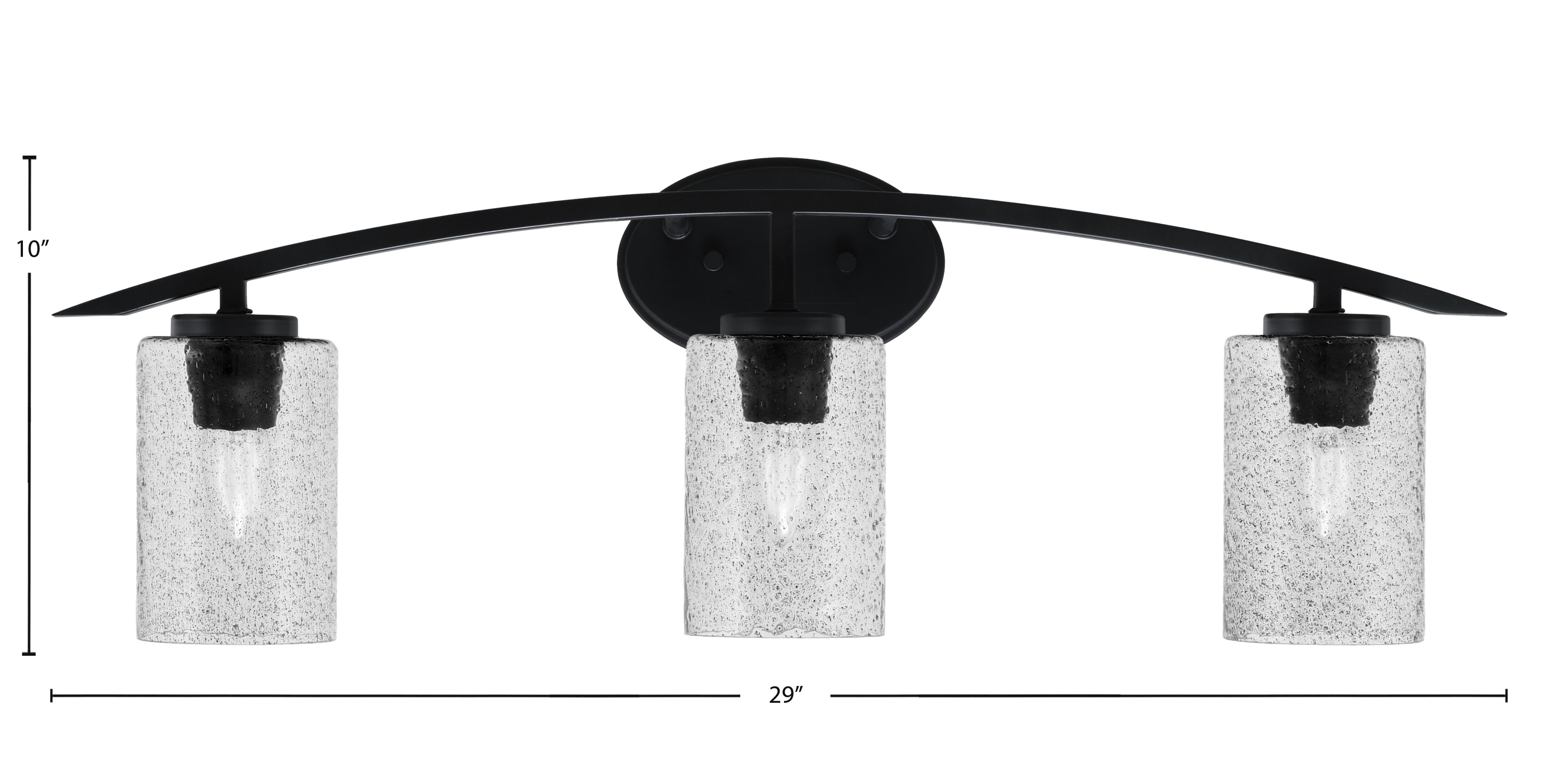 Kurve Three Light Bath Bar in Matte Black with 4" Smoke Bubble Shade