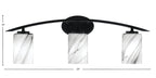 Kurve Three Light Bath Bar in Matte Black with 4" Onyx Swirl Shade