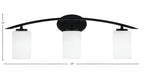 Kurve Three Light Bath Bar in Matte Black with 4" White Muslin Shade