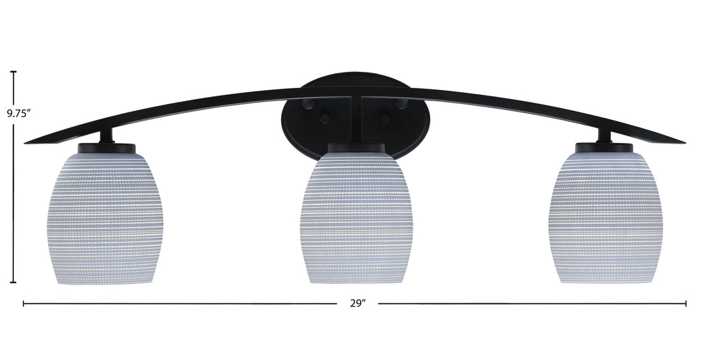 Kurve Three Light Bath Bar in Matte Black with 5" Gray Matrix Shade