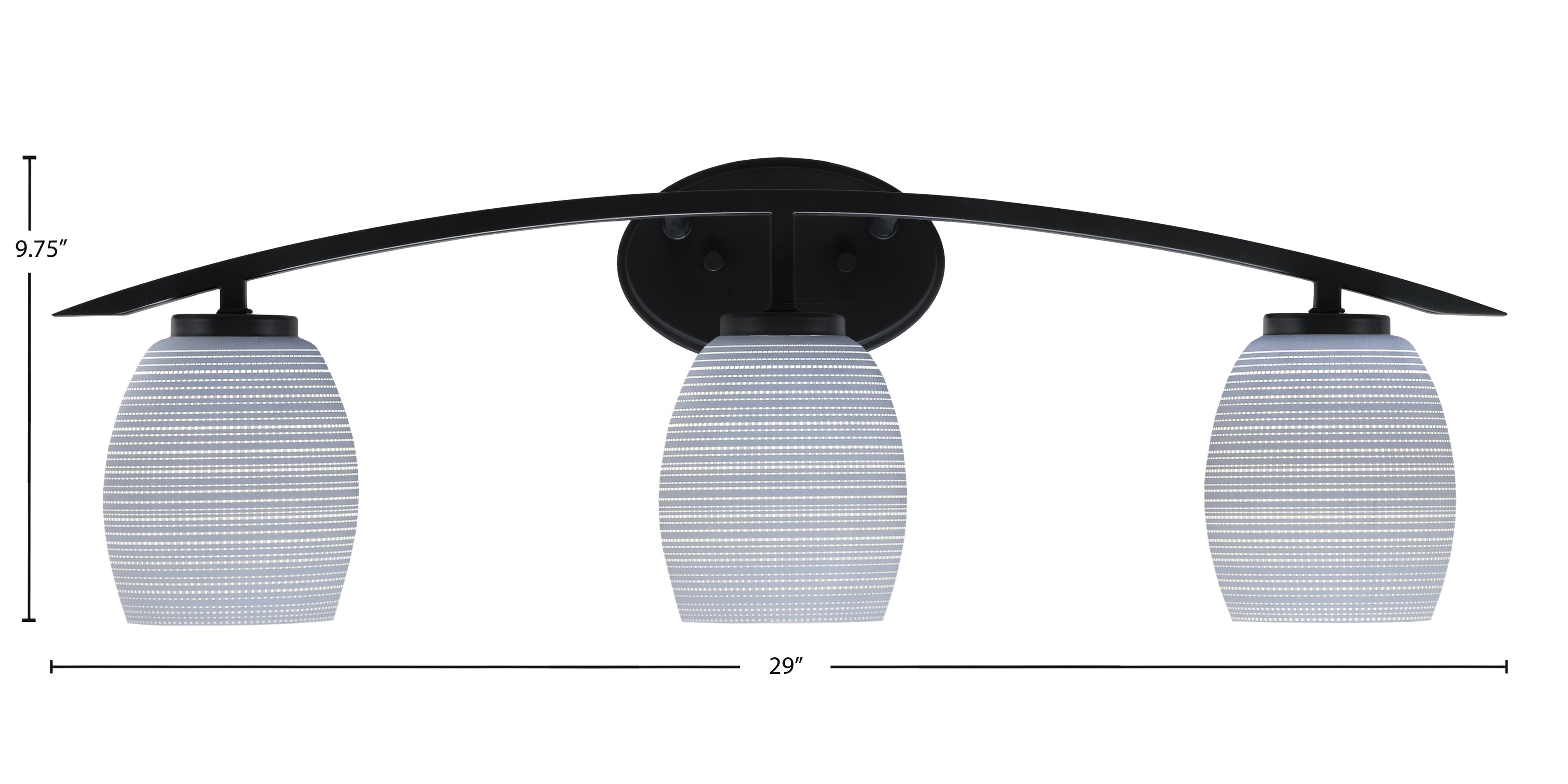 Kurve Three Light Bath Bar in Matte Black with 5" Gray Matrix Shade