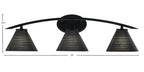 Kurve Three Light Bath Bar in Matte Black with 7" Black Matrix Shade