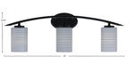 Kurve Three Light Bath Bar in Matte Black with 4" Gray Matrix Shade
