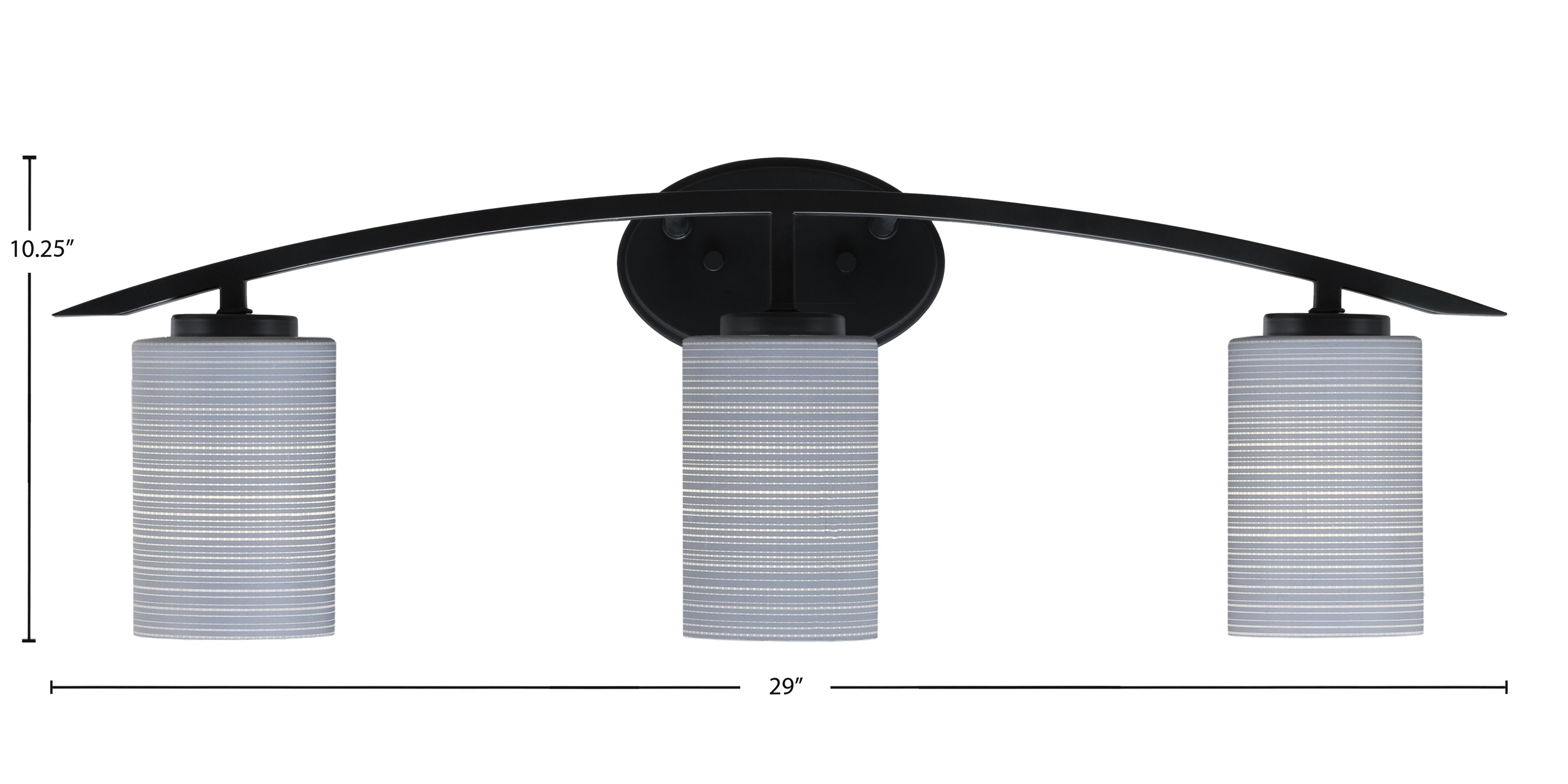 Kurve Three Light Bath Bar in Matte Black with 4" Gray Matrix Shade