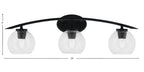 Kurve Three Light Bath Bar in Matte Black with 5.75" Clear Bubble Shade