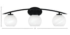 Kurve Three Light Bath Bar in Matte Black with 5.75" White Marble Shade