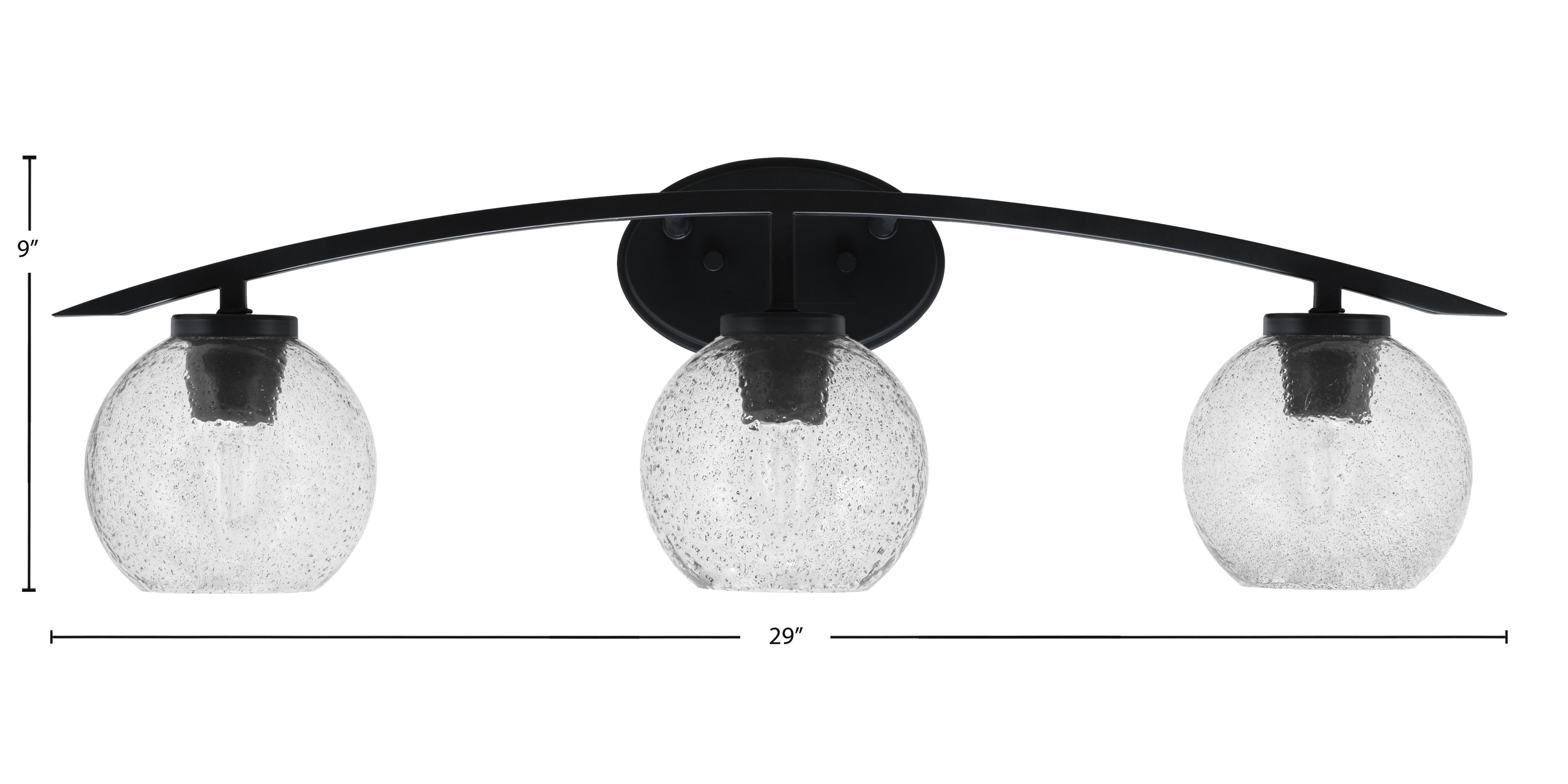 Kurve Three Light Bath Bar in Matte Black with 5.75" Smoke Bubble Shade