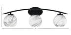 Kurve Three Light Bath Bar in Matte Black with 5.75" Onyx Swirl Shade