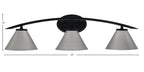 Kurve Three Light Bath Bar in Matte Black with 7" Graphite Cone Metal Shade Shade