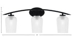Kurve Three Light Bath Bar in Matte Black with 5" Clear Textured Shade