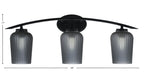 Kurve Three Light Bath Bar in Matte Black with 5" Smoke Textured Shade