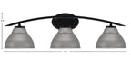 Kurve Three Light Bath Bar in Matte Black with 7" Graphite Double Bubble Metal Shade Shade