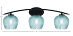 Kurve Three Light Bath Bar in Matte Black with 6" Turquoise Textured Shade