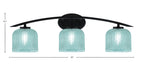 Kurve Three Light Bath Bar in Matte Black with 6" Turquoise Textured Shade