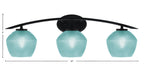 Kurve Three Light Bath Bar in Matte Black with 6" Turquoise Textured Shade