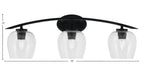 Kurve Three Light Bath Bar in Matte Black with 6" Clear Bubble Shade