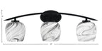 Kurve Three Light Bath Bar in Matte Black with 6" Onyx Swirl Shade