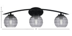 Kurve Three Light Bath Bar in Matte Black with 6" Smoke Ribbed Shade