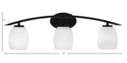 Kurve Three Light Bath Bar in Matte Black with 5" White Linen Shade