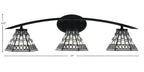 Kurve Three Light Bath Bar in Matte Black with 7" Pewter Art Glass Shade