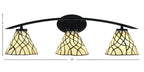 Kurve Three Light Bath Bar in Matte Black with 7" Sandhill Art Glass Shade