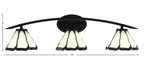 Kurve Three Light Bath Bar in Matte Black with 7" Pearl & Black Flair Art Glass Shade