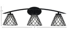 Kurve Three Light Bath Bar in Matte Black with 7" Diamond Ice Art Glass Shade