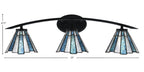 Kurve Three Light Bath Bar in Matte Black with 7" Sea Ice Art Glass Shade