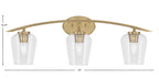 Kurve Three Light Bath Bar in New Age Brass with 5" Clear Bubble Shade