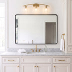 Kurve Three Light Bath Bar in New Age Brass with 4" Smoke Bubble Shade