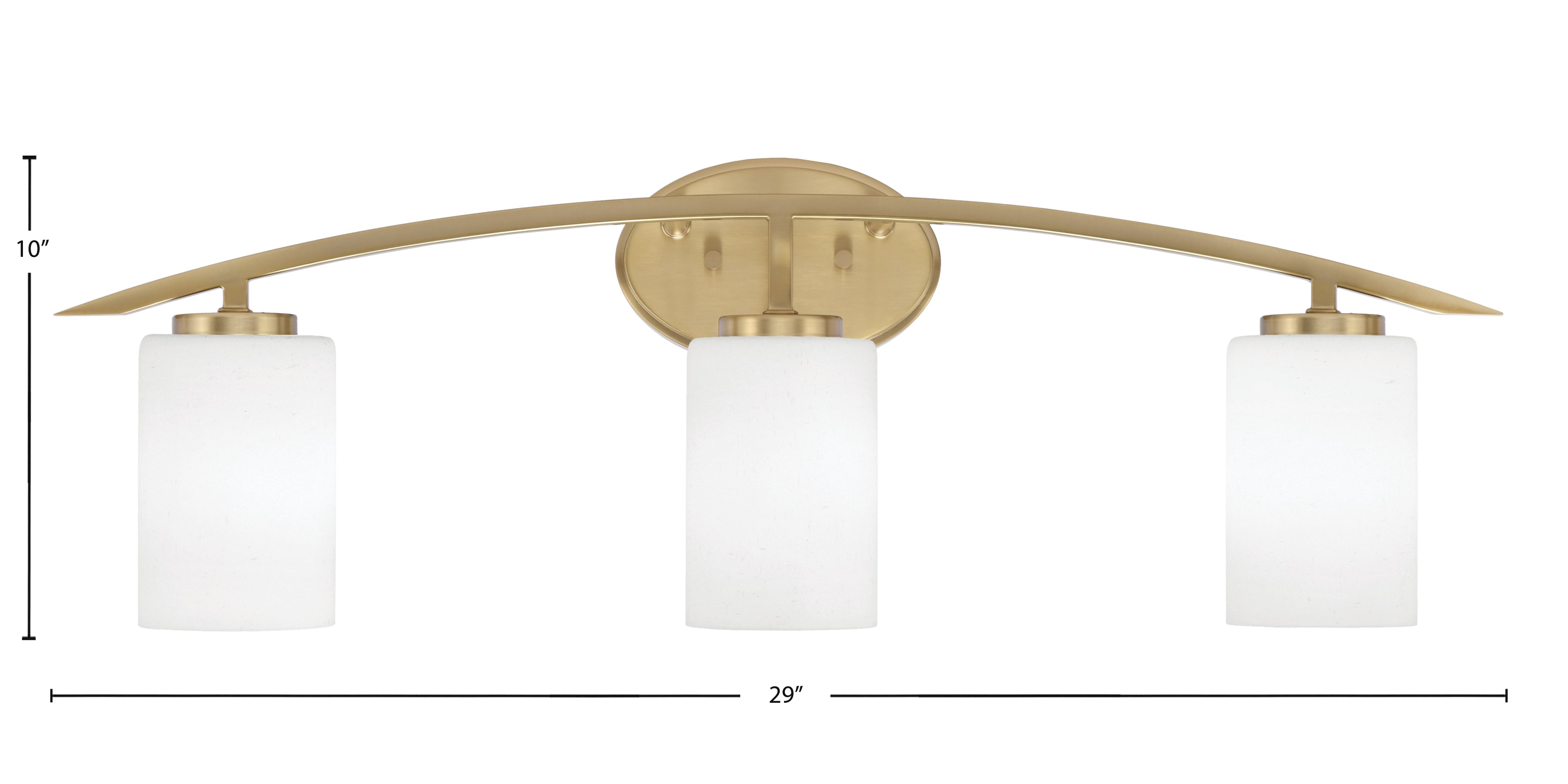 Kurve Three Light Bath Bar in New Age Brass with 4" White Muslin Shade