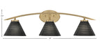Kurve Three Light Bath Bar in New Age Brass with 7" Black Matrix Shade