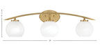 Kurve Three Light Bath Bar in New Age Brass with 5.75" White Marble Shade