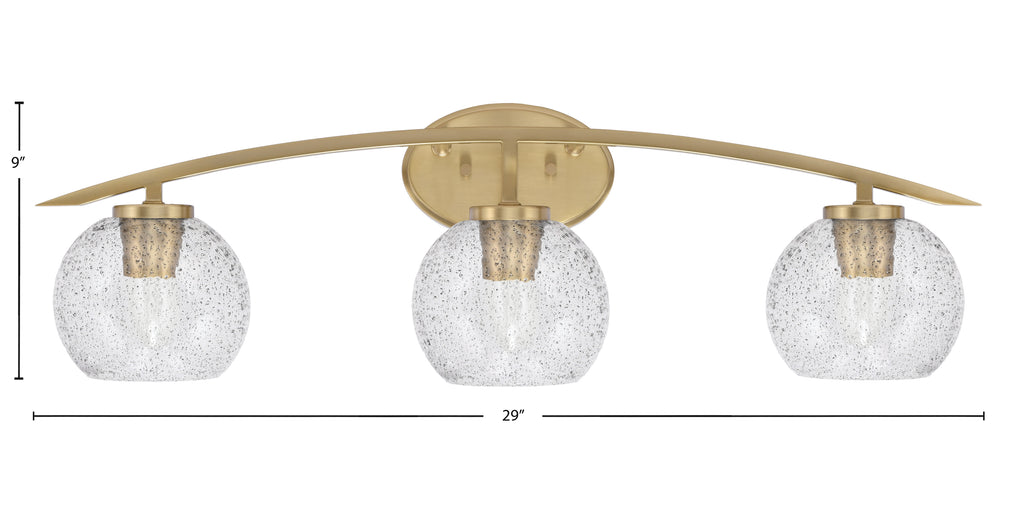 Kurve Three Light Bath Bar in New Age Brass with 5.75" Smoke Bubble Shade