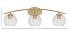 Kurve Three Light Bath Bar in New Age Brass with 5.75" Smoke Bubble Shade