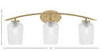 Kurve Three Light Bath Bar in New Age Brass with 5" Clear Textured Shade